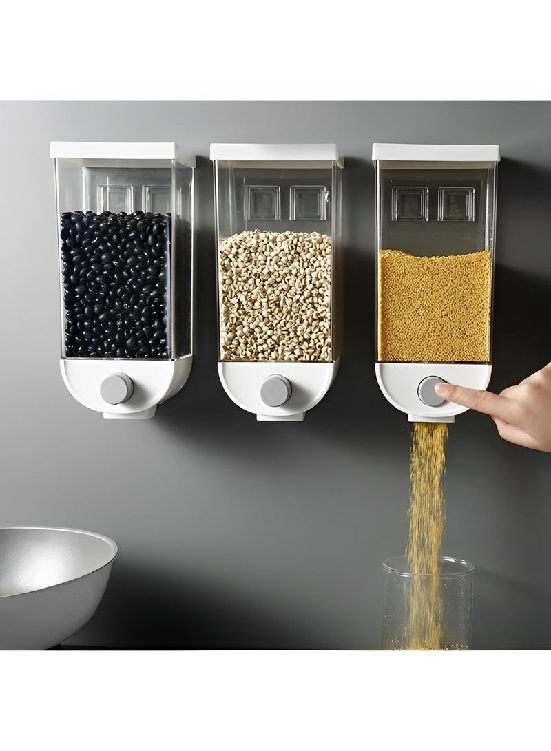 REOCLE Food Storage Container Kitchen Wall-Mounted Cereal Dispenser Dry Food Dispenser Bulk Food Storage Tank Kitchen Storage Tank Wall Hanging Airtight Container - Image 2