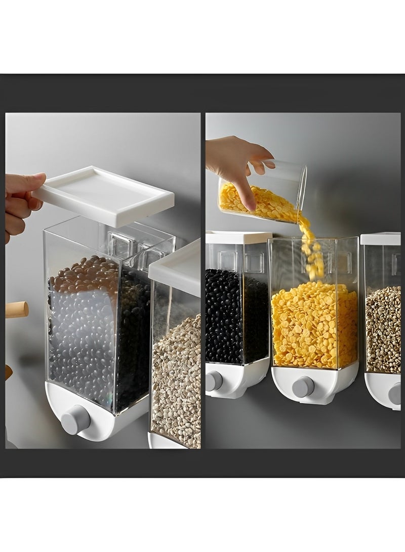 REOCLE Food Storage Container Kitchen Wall-Mounted Cereal Dispenser Dry Food Dispenser Bulk Food Storage Tank Kitchen Storage Tank Wall Hanging Airtight Container - Image 5