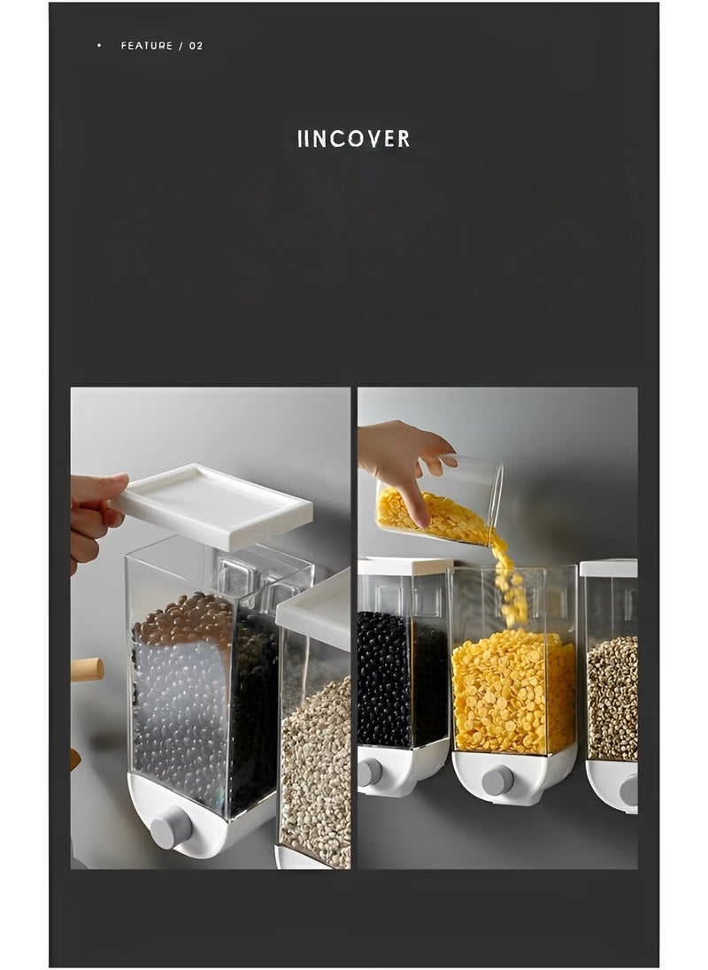 REOCLE Food Storage Container Kitchen Wall-Mounted Cereal Dispenser Dry Food Dispenser Bulk Food Storage Tank Kitchen Storage Tank Wall Hanging Airtight Container - Image 4
