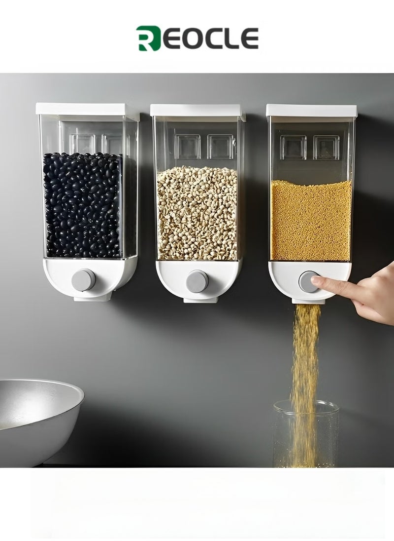 REOCLE Food Storage Container Kitchen Wall-Mounted Cereal Dispenser Dry Food Dispenser Bulk Food Storage Tank Kitchen Storage Tank Wall Hanging Airtight Container - Image 1