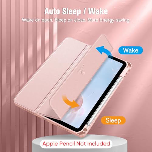 Fintie Hybrid Slim Case for iPad (A16) 11th Generation 11 Inch (2025), iPad 10th Generation 10.9 Inch (2022) - Shockproof Cover with Clear Transparent Back Shell & Pencil Holder, Rose Gold - Image 3