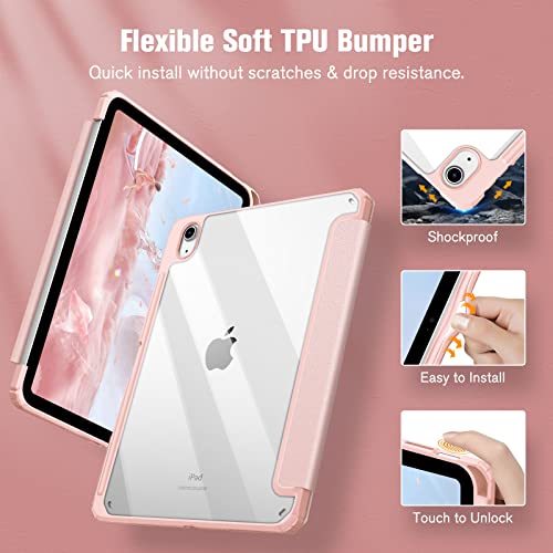 Fintie Hybrid Slim Case for iPad (A16) 11th Generation 11 Inch (2025), iPad 10th Generation 10.9 Inch (2022) - Shockproof Cover with Clear Transparent Back Shell & Pencil Holder, Rose Gold - Image 4