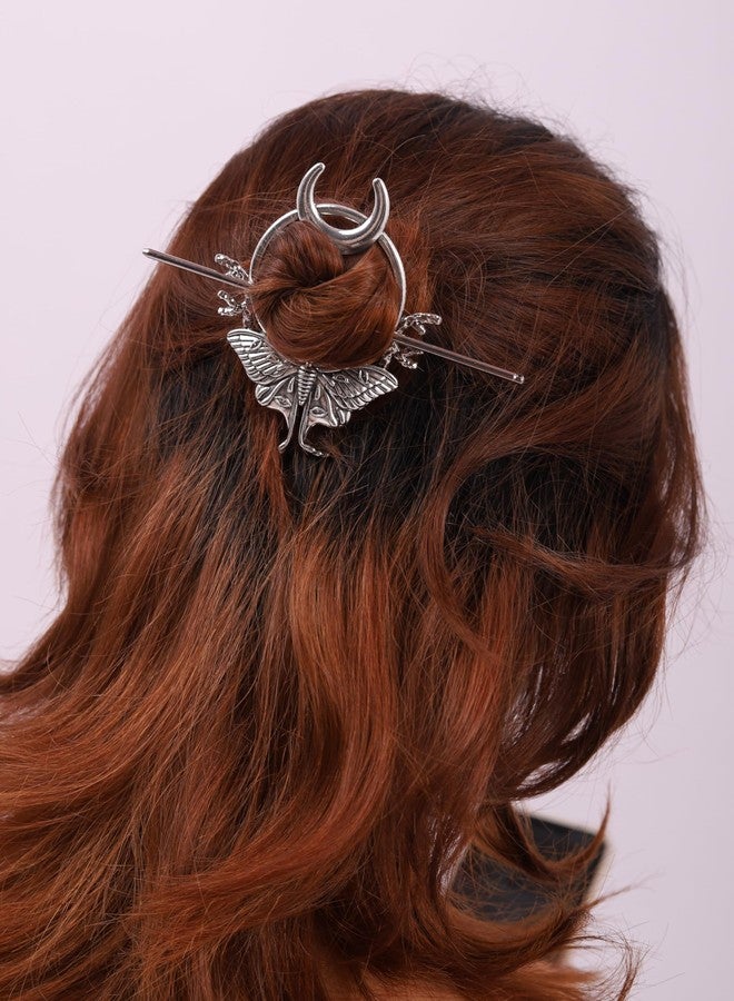 HAQUIL Vintage Luna Moth Eye Crescent Moon Hairpin, Retro Decorative Hair Accessory - Image 2