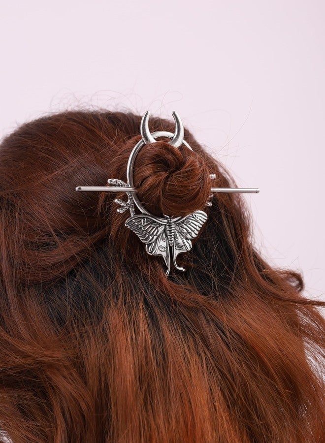 HAQUIL Vintage Luna Moth Eye Crescent Moon Hairpin, Retro Decorative Hair Accessory - Image 3