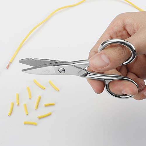 LIVINGO 5-1/5 Inch Heavy Duty Electrician Scissors, Professional Forged Stainless Steel Electrical Shears with Notches for Industrial Stripping, Cutting Telecom Cable, Wire - Image 5