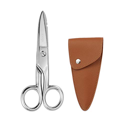 LIVINGO 5-1/5 Inch Heavy Duty Electrician Scissors, Professional Forged Stainless Steel Electrical Shears with Notches for Industrial Stripping, Cutting Telecom Cable, Wire - Image 1