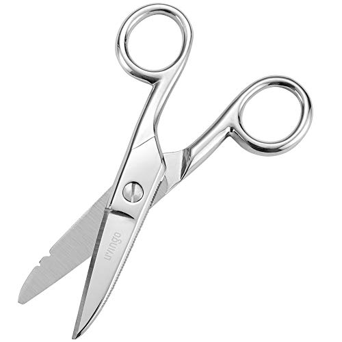 LIVINGO 5-1/5 Inch Heavy Duty Electrician Scissors, Professional Forged Stainless Steel Electrical Shears with Notches for Industrial Stripping, Cutting Telecom Cable, Wire - Image 4