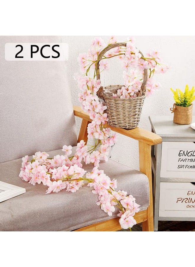 Comtelek 2Pcs 11.8Ft Artificial Cherry Blossom Flower Vines Fake Flower Garland Outdoors Hanging Silk Flowers Vines For Home Decor Pink Room Decor Wedding Party Japanese Kawaii Decor - Image 4