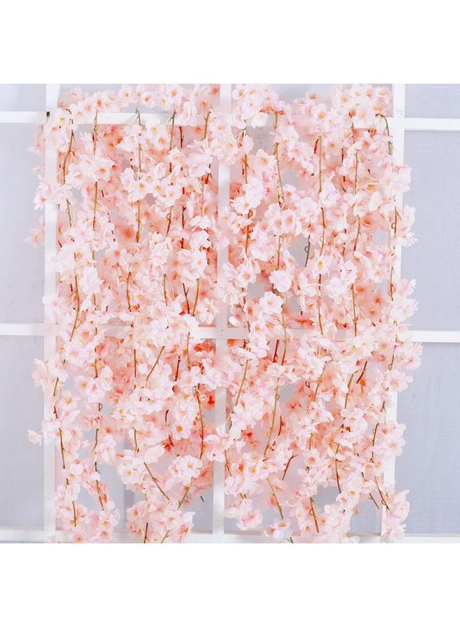 Comtelek 2Pcs 11.8Ft Artificial Cherry Blossom Flower Vines Fake Flower Garland Outdoors Hanging Silk Flowers Vines For Home Decor Pink Room Decor Wedding Party Japanese Kawaii Decor - Image 2