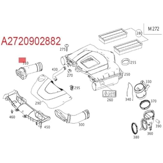 QASULER Air Intake Pipe, for, GLK350 3.5L 2010 2011 2012 Left Side Engine Cleaner Tube Hose Duct A2720902982 Car Air Intake Pipe - Image 3