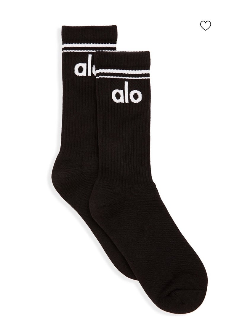 alo ALO Black, pure cotton, striped, high-top stockings