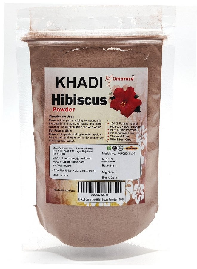 KHADI Omorose Hibiscus Flower Powder For Face Pack & Hair Mask, Natural Pure Hibiscus Rosa-Sinensis Hair & Skin Care, Gudhal Ka Phool Powder For Dull Hair & Conditioning (100 Gms) - Image 3