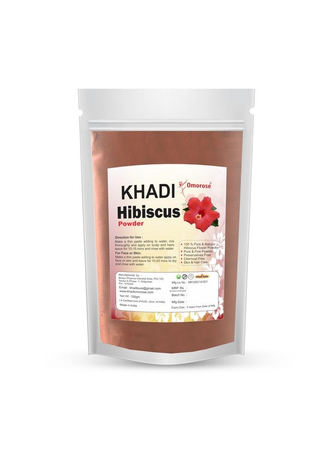 KHADI Omorose Hibiscus Flower Powder For Face Pack & Hair Mask, Natural Pure Hibiscus Rosa-Sinensis Hair & Skin Care, Gudhal Ka Phool Powder For Dull Hair & Conditioning (100 Gms) - Image 2
