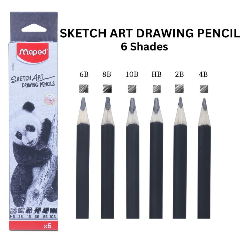 Maped Maped 3 in 1 Art Supplies Kit 28 Count Pencil Kit Triangular Ergonomic Grip HB to 10B Multicolor Drawing Sketching Colouring Writing Kids Teens - Image 3