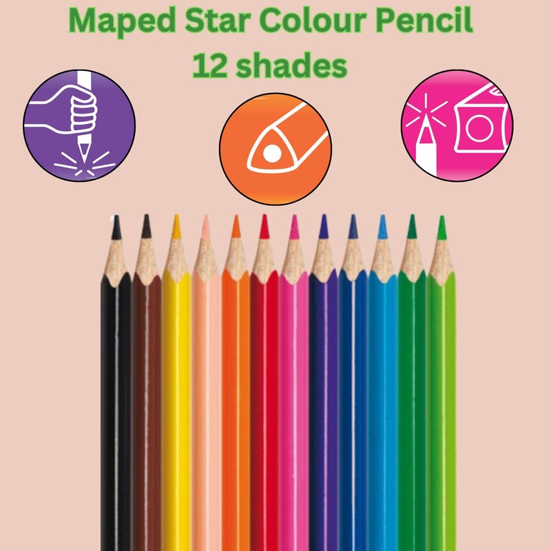 Maped Maped 3 in 1 Art Supplies Kit 28 Count Pencil Kit Triangular Ergonomic Grip HB to 10B Multicolor Drawing Sketching Colouring Writing Kids Teens - Image 4