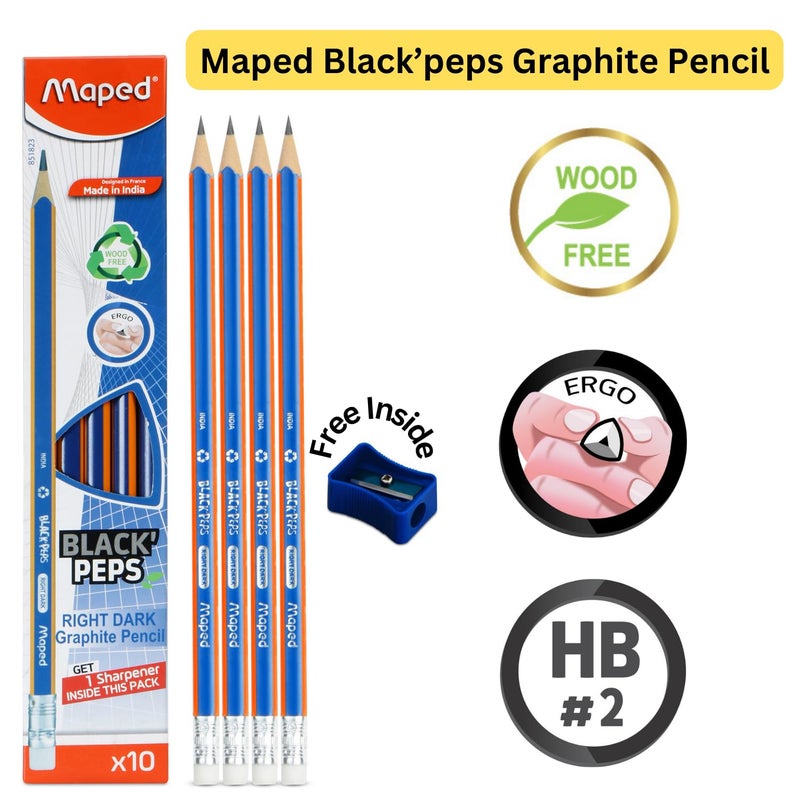 Maped Maped 3 in 1 Art Supplies Kit 28 Count Pencil Kit Triangular Ergonomic Grip HB to 10B Multicolor Drawing Sketching Colouring Writing Kids Teens - Image 2