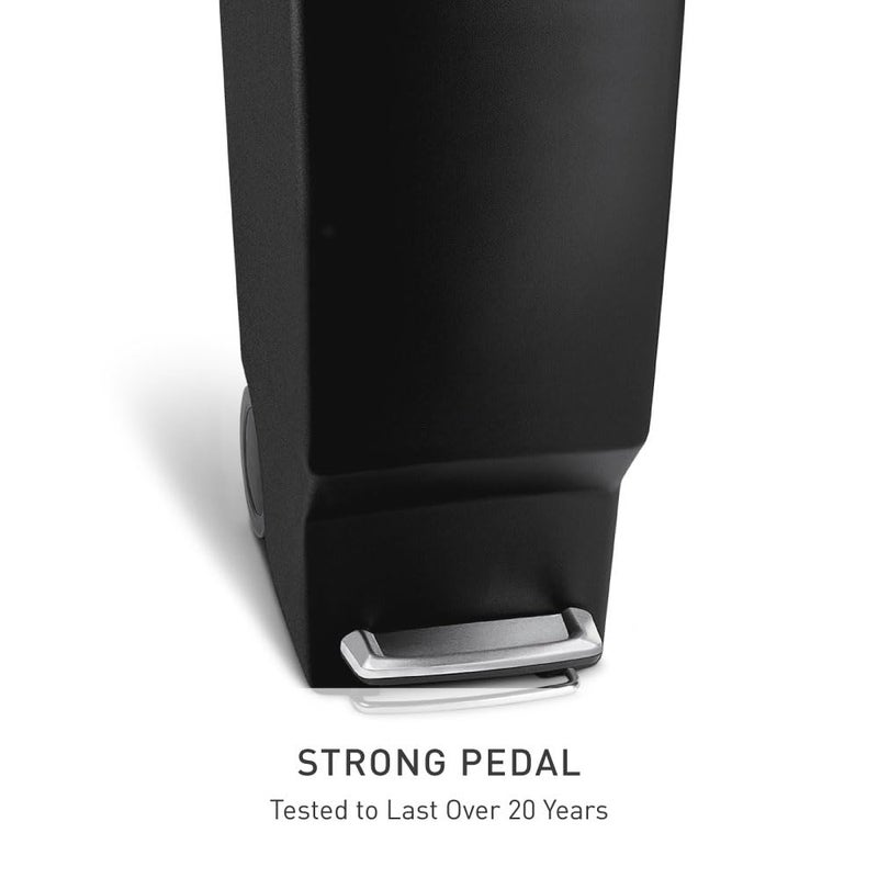 simplehuman 40 Liter / 10.6 Gallon Slim Kitchen Step Trash Can With Secure Slide Lock, Black Plastic - Image 2