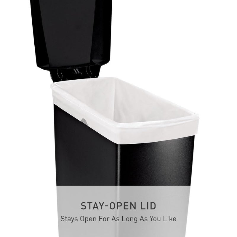 simplehuman 40 Liter / 10.6 Gallon Slim Kitchen Step Trash Can With Secure Slide Lock, Black Plastic - Image 5