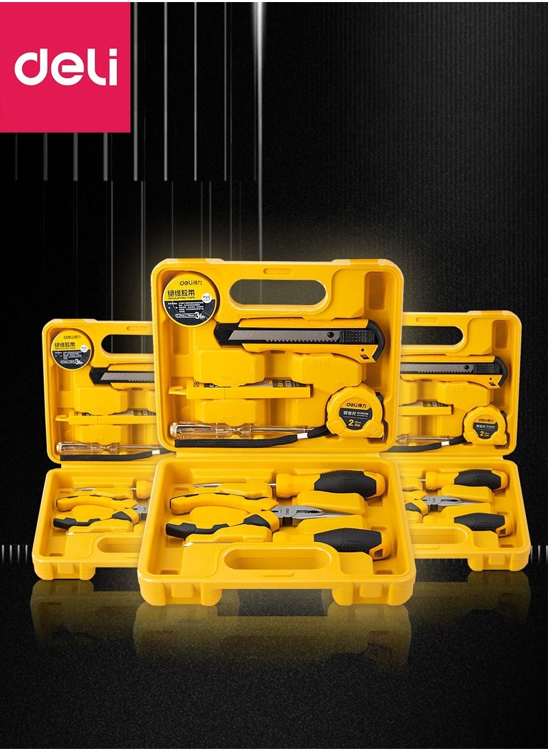 Deli 8-Piece Household Tool Kits Yellow Tape/Knife/Pliers/Screwdriver Slotted Phillips/Hex key  - Image 4