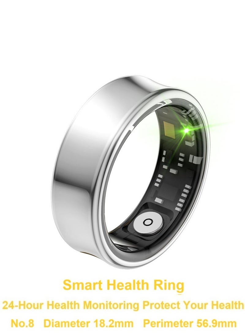 general Smart Ring SR05 for Heart Rate BlodOxygen Sleep Monitoring all Weather Motion Calculation 24-hour Health Monitoring Protect Your Health Bright Silver No.18 - Image 1