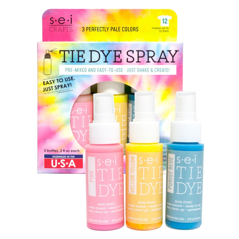 مجموعة صبغة النسيج SEI بتدرجات الألوان المثالية 3 عبوات صبغة جاهزة للاستخدام سهلة الاستخدام غير سامة باللون الوردي والأصفر الهادئ والأزرق النقي