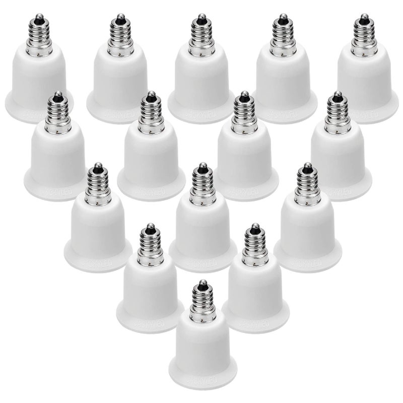 JACKYLED 15-Pack E12 to E26 E27 Adapter Chandelier Light Socket E12 to Medium Socket E26 E27 Converter Bulb Base Adapter Converter - Image 1