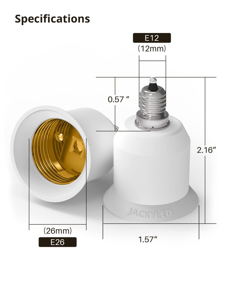 JACKYLED 15-Pack E12 to E26 E27 Adapter Chandelier Light Socket E12 to Medium Socket E26 E27 Converter Bulb Base Adapter Converter - Image 5