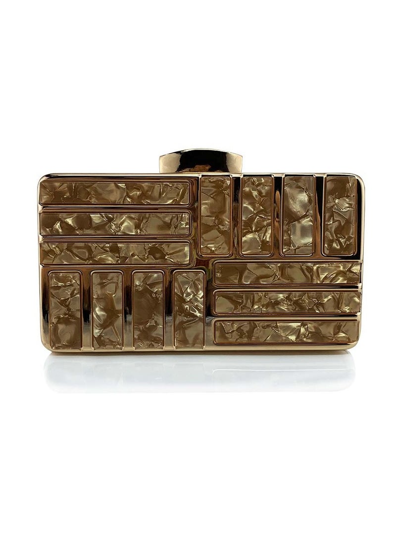 Loquat - Womens Acrylic Clutch Purses Evening Crossbody Bag Shell Pattern Chain Purse Handbag for Wedding Cocktail Party Prom Light Brown - Image 1