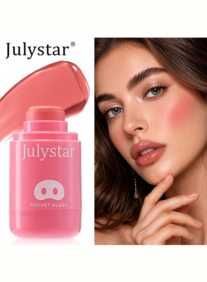 Julystar Pocket Blush,Cute Pocket Sponge Tip Cream Blush Stick, Warm Sunset Citrus Non-cakey Cheek Makeup for Natural Daily & Sweet Dating Glow Look, All Skin Tones Friendly, #03 Sunset Citrus - Image 1