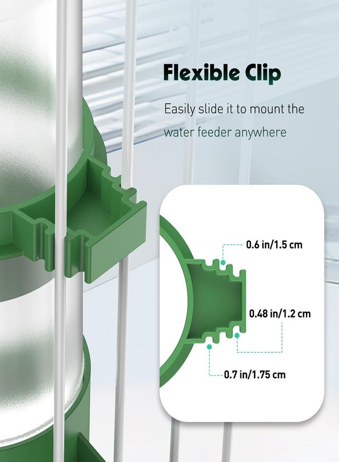 باوفلي موزع مياه للطيور من باوفلاي، 4 قطع، وعاء بلاستيكي لتغذية الطيور، وعاء سقاية أوتوماتيكي للببغاوات الصغيرة والكوكاتيل وطيور الحب (غير مناسب لإطعام الطيور)، أخضر - Image 3