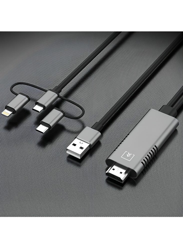 GO-DES - 3 in 1 HDMI 1080P Video Cable 1.8M GD-8272 - Image 1