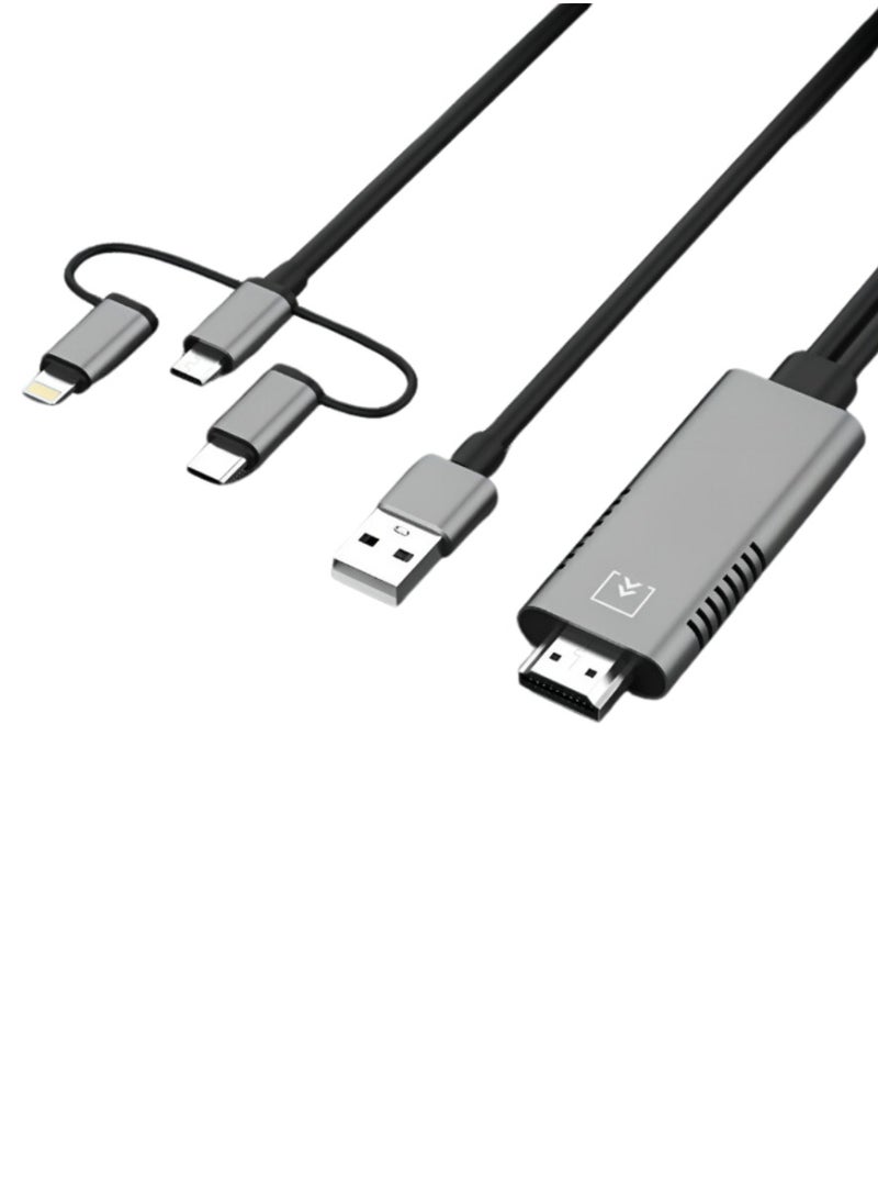 GO-DES - 3 in 1 HDMI 1080P Video Cable 1.8M GD-8272 - Image 1