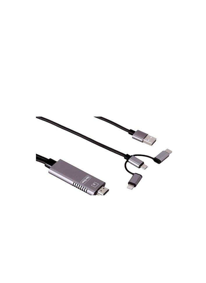 GO-DES - 3 in 1 HDMI 1080P Video Cable 1.8M GD-8272 - Image 1