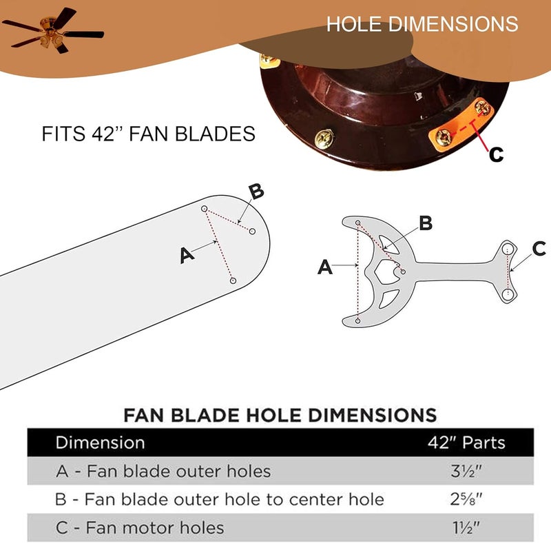 Ciata replacement ceiling fan blade arms - 42 inch, White - Image 3