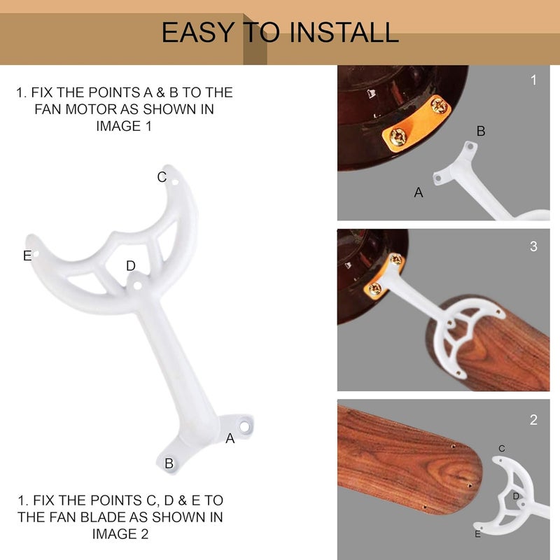 Ciata replacement ceiling fan blade arms - 42 inch, White - Image 2