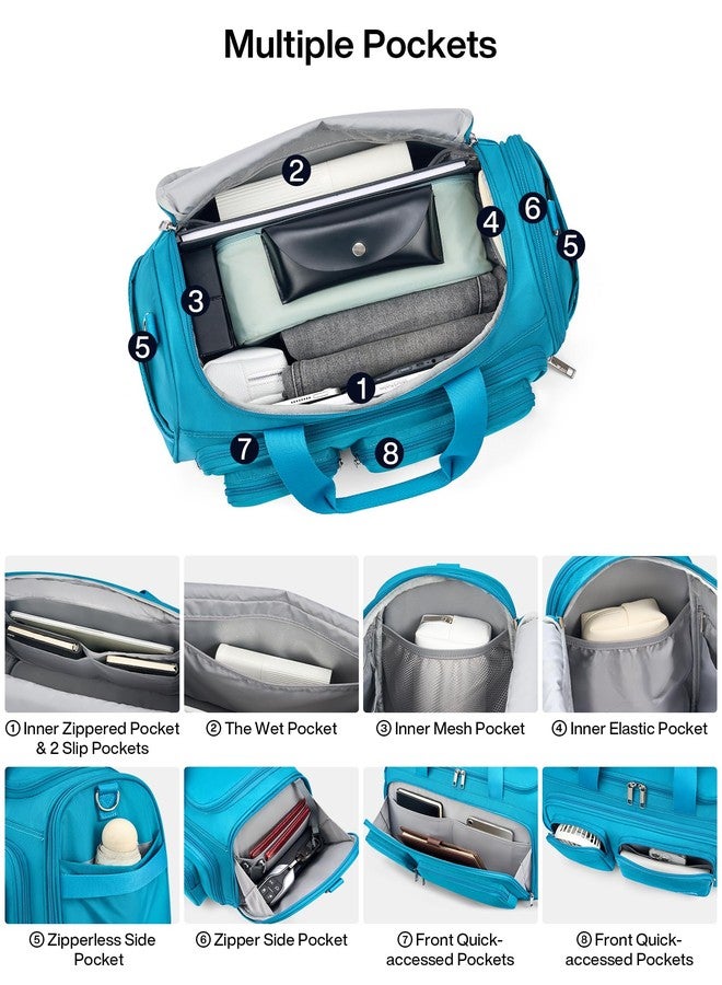 MILADA Underseat Carry On Luggage Bags for Travel Foldable Duffle Bag for Travel, Caribbean Blue, Underseat - 16.5 inch - Image 3