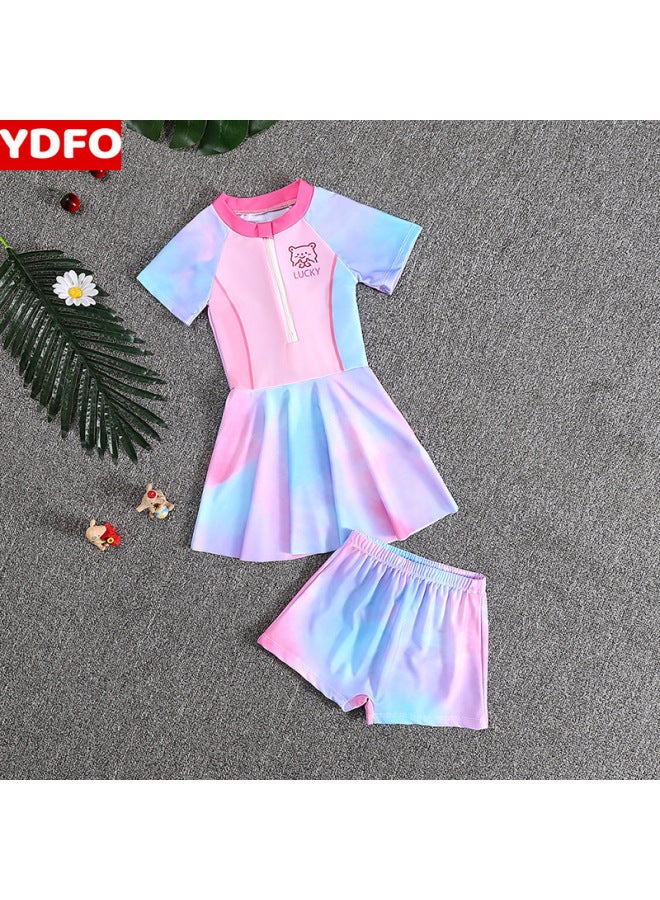 Children's Swimsuit Little Girl Summer New Split Girl Middle And Large Kidsren Professional Sun Protection Cartoon Hot Spring Swimsuit