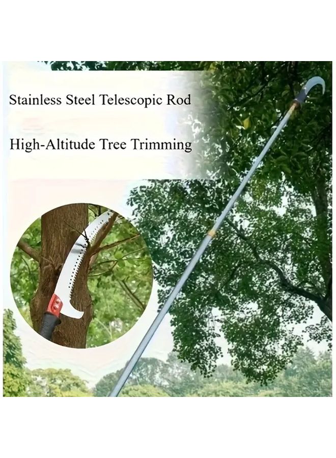 Telescopic Pruning Pole with Hook and Saw Extendable 5m 16.4ft Stainless Steel Tree Trimming Tool - Image 2