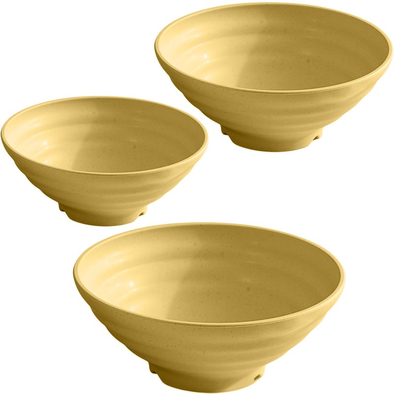 P-PLUS INTERNATIONAL Wheat Straw Ramen Bowl Set Japanese Asian Soup Noodle Pho Bowls Japanese Noodle Soup Bowls for Ramen Pho Udon Large Asian Noodles Bowl (1200ml+1500ml+1900ml, Yellow, Set of 3) - Image 1