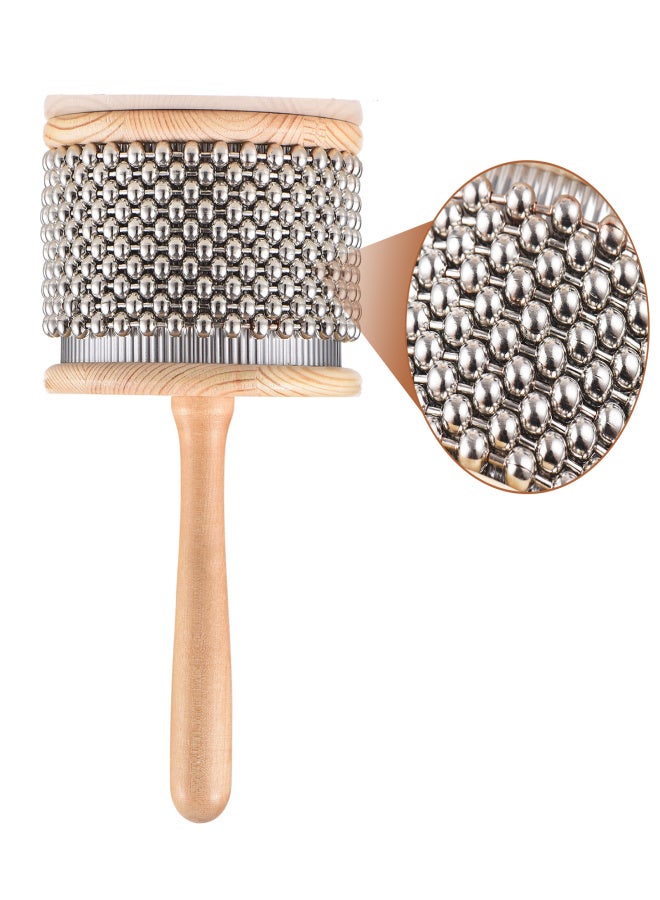 Wooden Cabasa Percussion Musical Instrument Metal Beaded Chain & Cylinder Pop Hand Shaker for Classroom Band Medium Size - Image 5