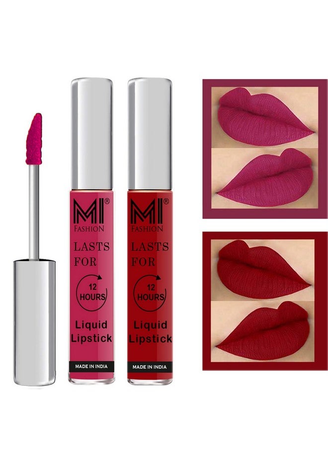 MI FASHION MI FASHION Soft Smooth Matte Finish Liquid Lipstick Light (Pink, Red) 100% Lightweight & Quick Drying For Convenience 3.5ml (Pack Of 2)  - Image 1