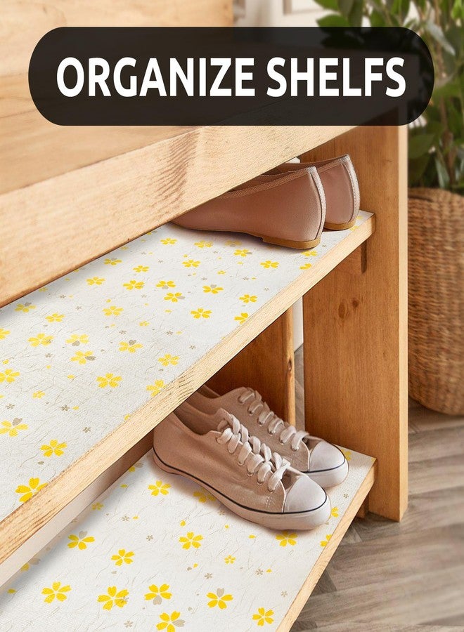 RAY STAR 18X96 Inch Shelf Liner for Kitchen Cabinets, Non-Adhesive Cabinet Liner Washable, PVC Drawer Liner for Dresser Non-Slip Bathroom (Yellow Floral)(1 Roll) - Image 3