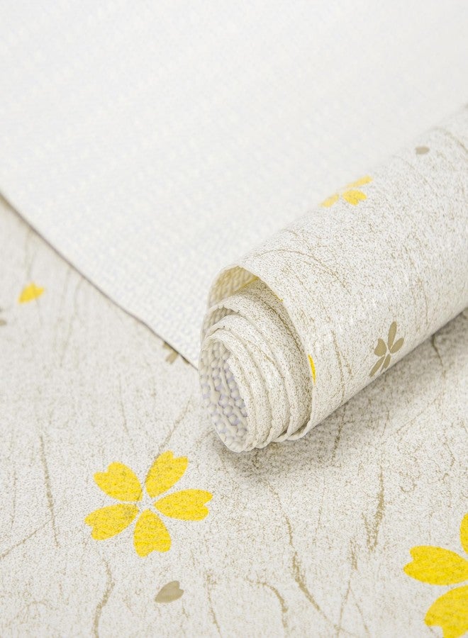 RAY STAR 18X96 Inch Shelf Liner for Kitchen Cabinets, Non-Adhesive Cabinet Liner Washable, PVC Drawer Liner for Dresser Non-Slip Bathroom (Yellow Floral)(1 Roll) - Image 1