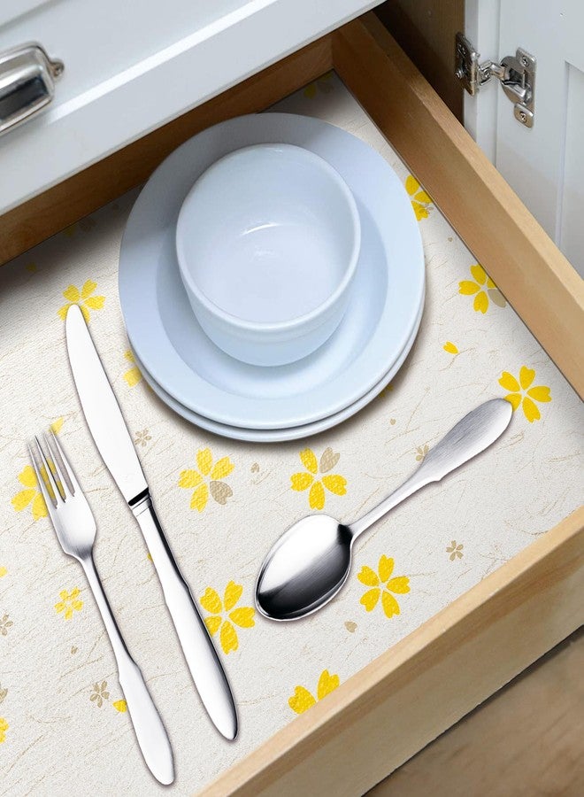 RAY STAR 18X96 Inch Shelf Liner for Kitchen Cabinets, Non-Adhesive Cabinet Liner Washable, PVC Drawer Liner for Dresser Non-Slip Bathroom (Yellow Floral)(1 Roll) - Image 2