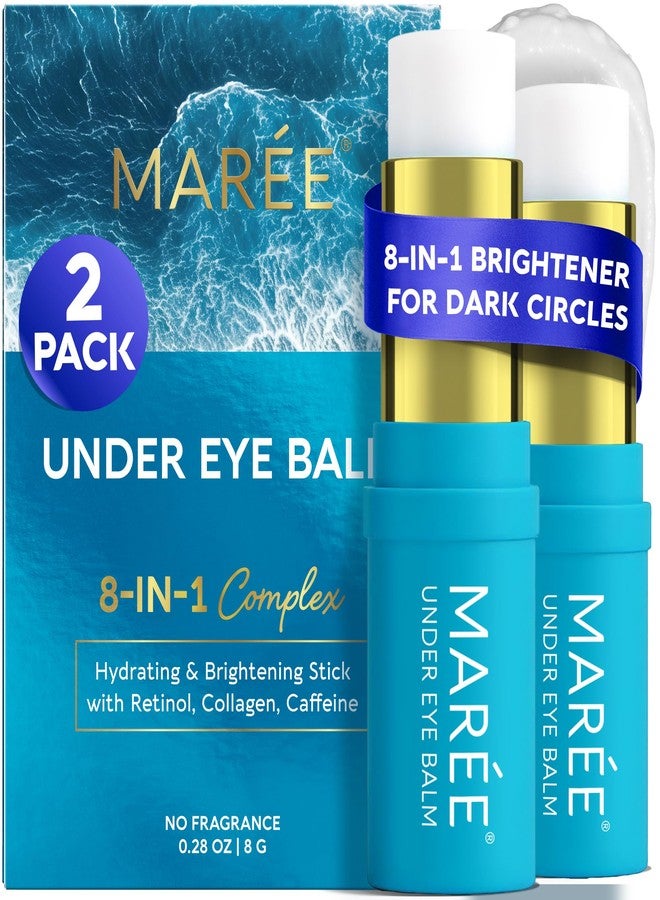 MAREE Under Eye Balm Stick Hydrating – 2 PACK Retinol Caffeine Under Eye Brightener Stick for Older Women – Collagen Undereye Cream for Dark Circles & Wrinkles – Skin Care Treatment Moisturizer - Image 1