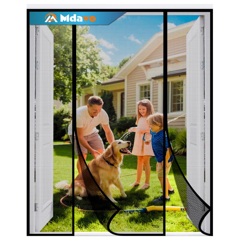 Mdavo Double Door Fiberglass Magnetic Screen Doorï¼ŒScreen Door Meshï¼ŒKeep Bugs Out, Heavy-Duty Mesh Curtain,Pet and Kid Friendly, Works with Front Doors, Sliding Doorsï¼ˆ72x96 Inch - Image 1