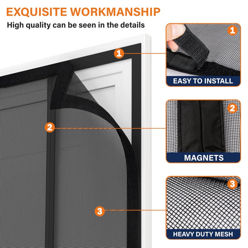 Mdavo Double Door Fiberglass Magnetic Screen Doorï¼ŒScreen Door Meshï¼ŒKeep Bugs Out, Heavy-Duty Mesh Curtain,Pet and Kid Friendly, Works with Front Doors, Sliding Doorsï¼ˆ72x96 Inch - Image 4