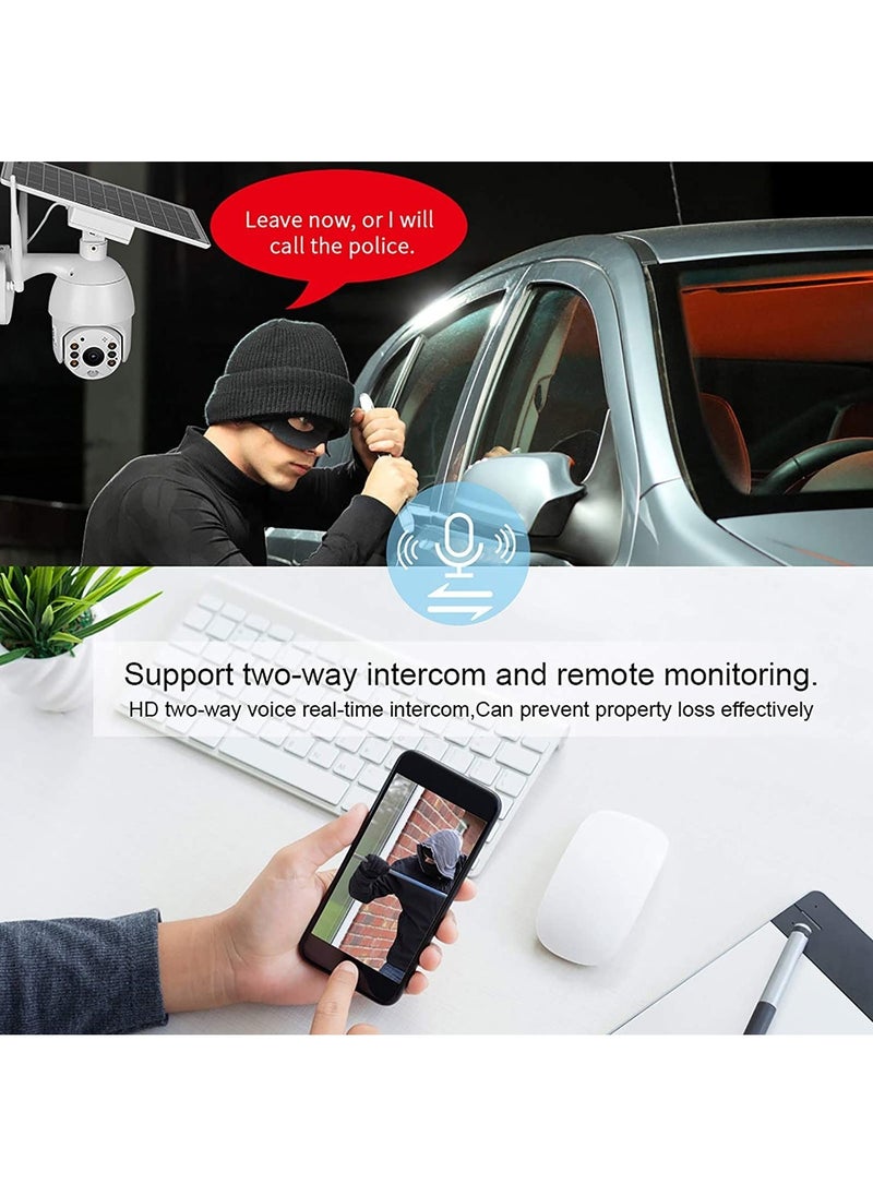 Generic - 4G SIM Card LTE Outdoor Solar Powered Security CCTV Camera, Rechargeable Battery, Infrared Motion Detector Two-Way Audio, 360 Degree Tilt Long Standby And Long Standby & Low consumption and Phone APP - Image 1