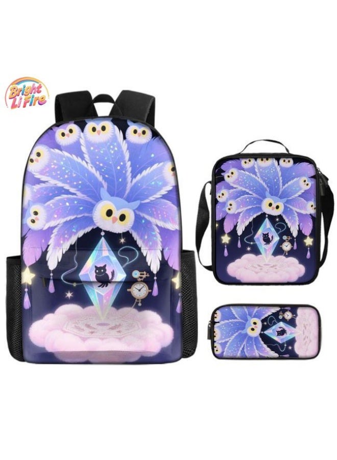 Bright Li Fire Backpack + handbag + stationery bag | Back-to-school season/holiday gift | Cartoon bag three-piece set, easy to cope with various occasions (students, children, friends' outings, mountain climbing, school, etc.) - 89 - Image 1