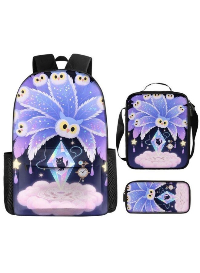 Bright Li Fire Backpack + handbag + stationery bag | Back-to-school season/holiday gift | Cartoon bag three-piece set, easy to cope with various occasions (students, children, friends' outings, mountain climbing, school, etc.) - 89 - Image 2